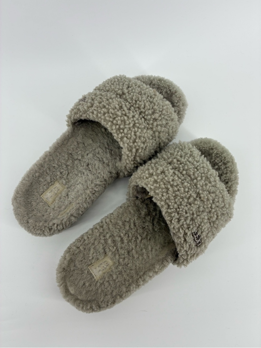 Ugg Fuzzy Slide Slippers in Grey Taupe